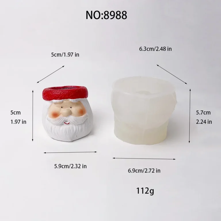 3D Santa Claus Silicone Mold for Candle Making 8988