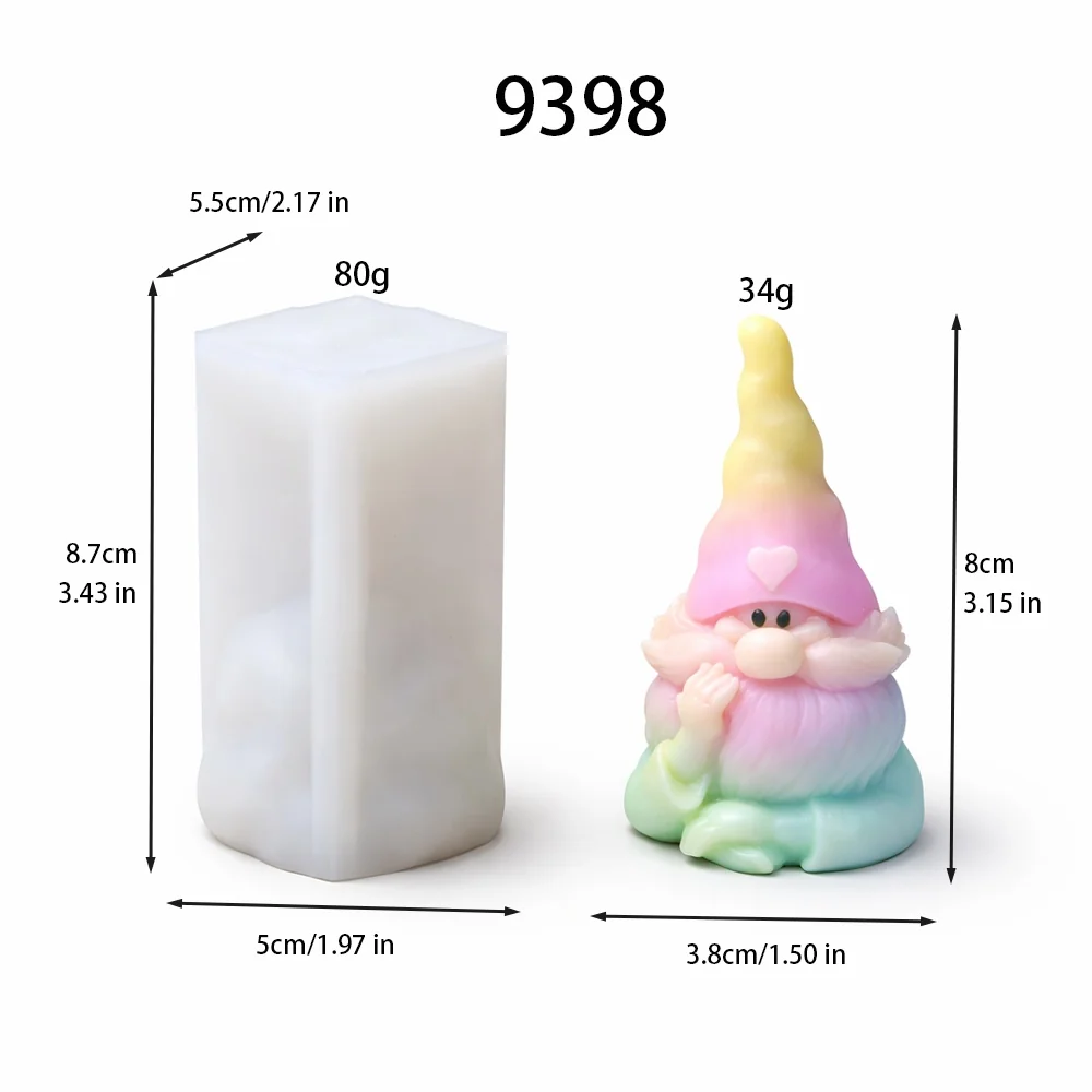 Gnome Silicone Candle Mold with Wizard Hat