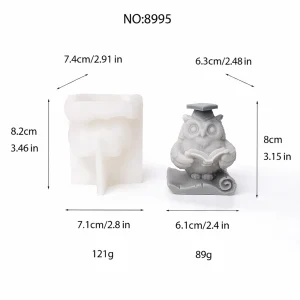 Graduation Owl Silicone Mold for Wax, Soap and Resin Casting 8995