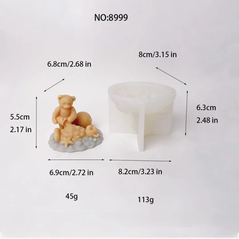 Silicone Candle Mold with 3D Bear Design 8999