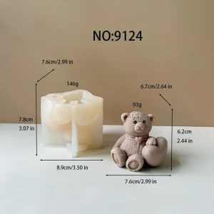 Heart Bear Silicone Mold for Wax, Soap and Resin Casting 9124