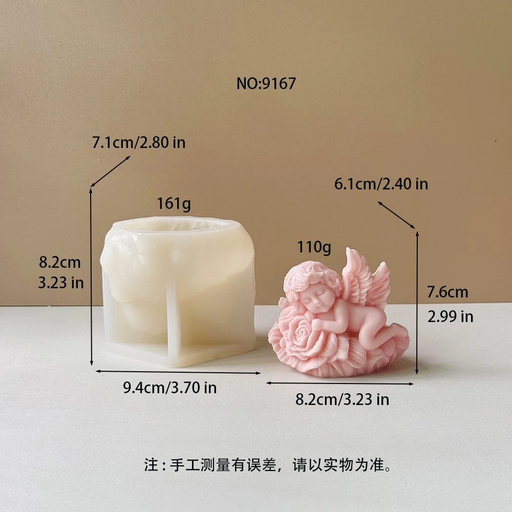 Flexible Sleeping Rose Angel Silicone Mold for Candle Making 9167
