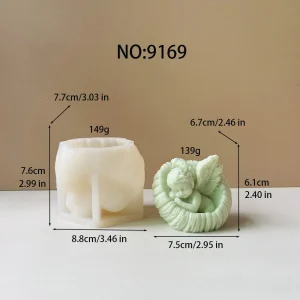 3D Sleeping Sleeping Angel in Nest Silicone Candle Mold 9169