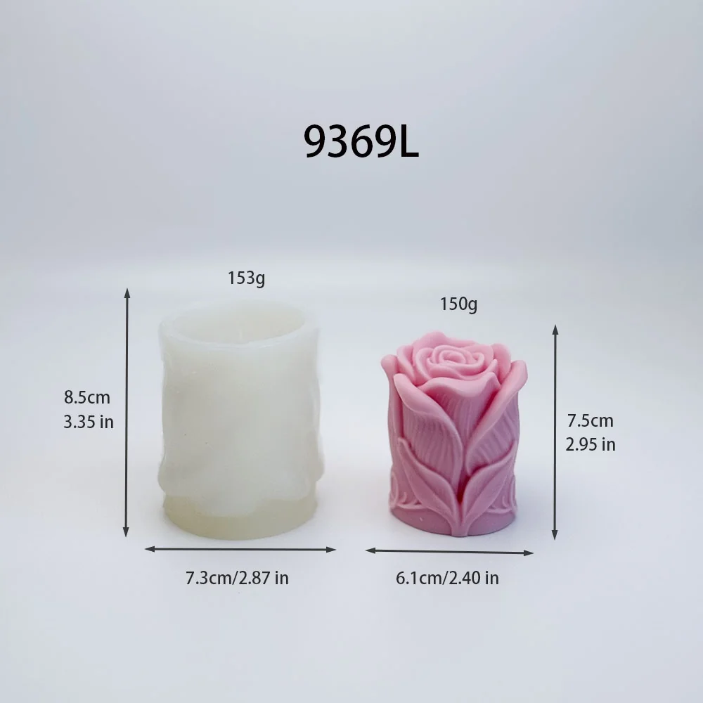 Floral Rose Column Silicone Mold for Candle Making 9369L