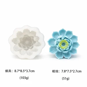 Blue Lotus Silicone Candle Mold with Yellow Center