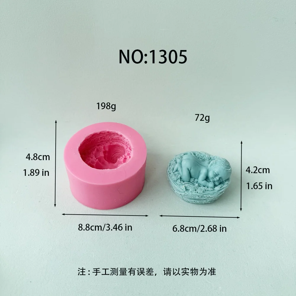 Sleeping Baby in Nest Silicone Mold for Wax, Soap and Resin Casting 1305