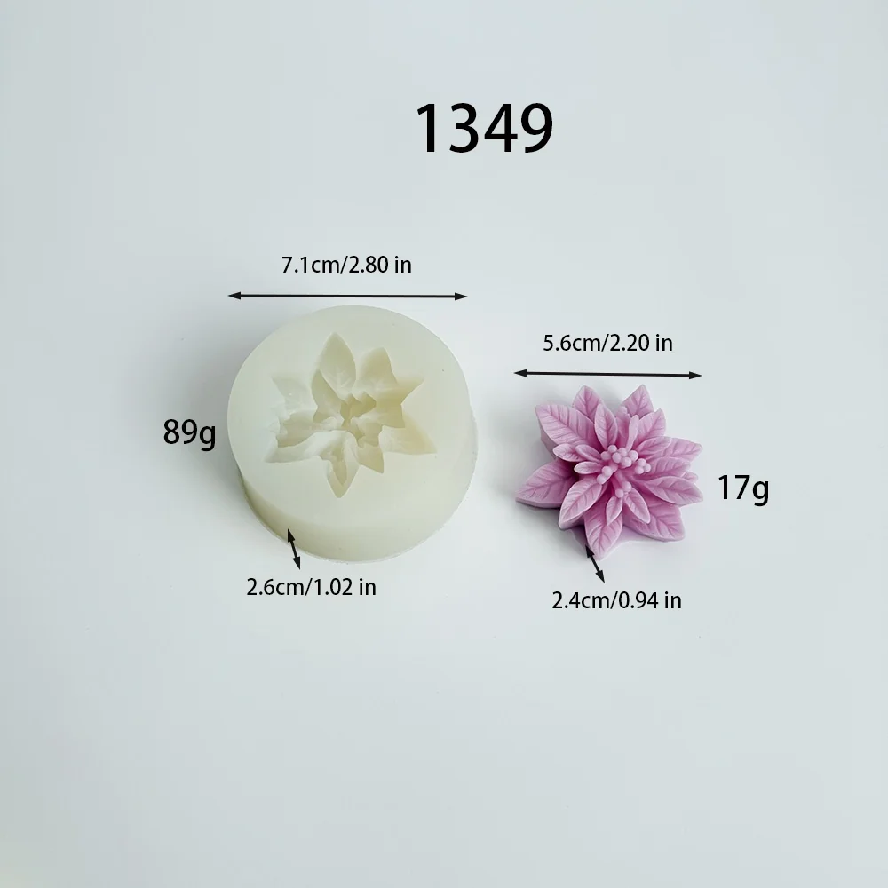 Poinsettia Silicone Mold for Wax, Soap and Resin Casting 1349