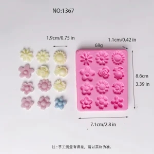 Mini Mixed Flowers Silicone Mold for Candle, Soap and Resin 1367