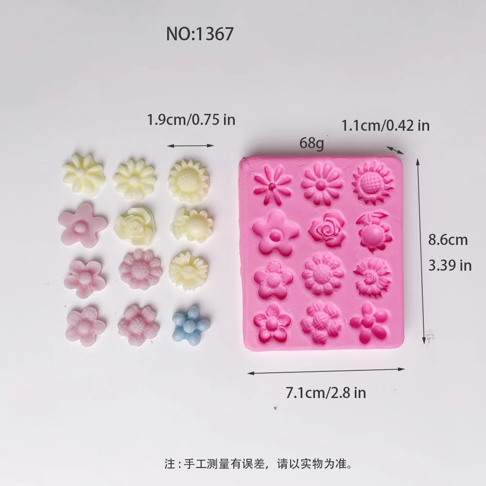 Mini Mixed Flowers Silicone Mold for Candle, Soap and Resin 1367