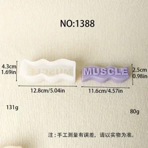 Wavy MUSCLE Letter Sign Silicone Mold for Candle Making 1388