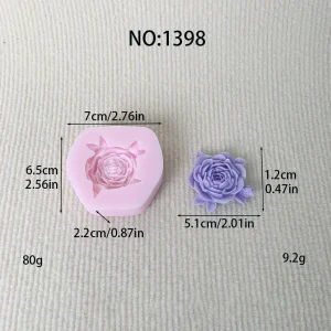 Rose with Leaf Silicone Candle Making Mold 1398