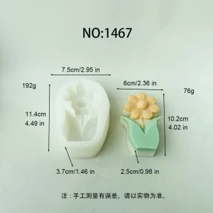 Silicone Candle Mold with Flower with Leaf Design 1467