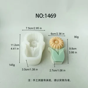 3D 3D Sunflower Flower Silicone Candle Mold 1469