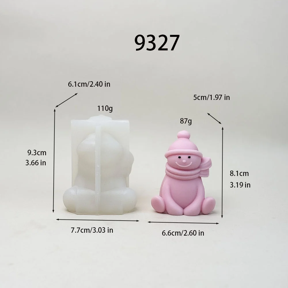 Seated Snowman Silicone Mold for Candle