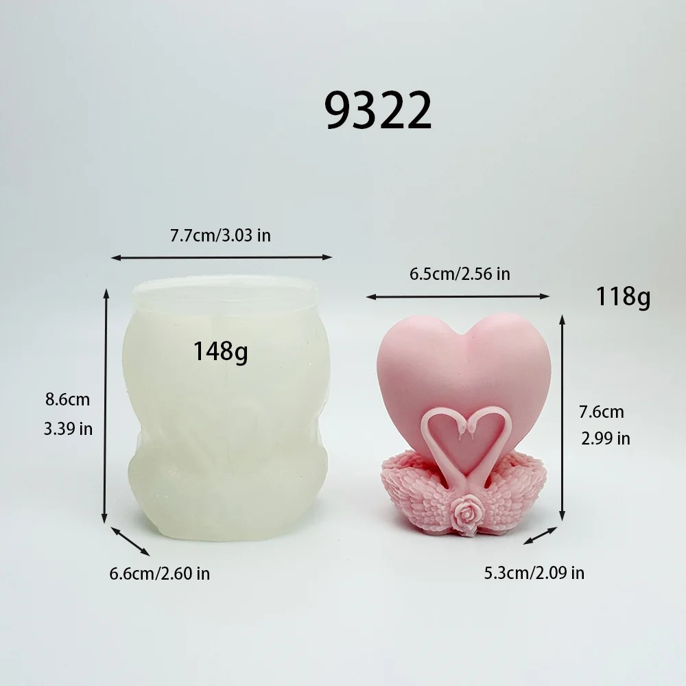 Double Swan Heart Silicone Mold for Candle
