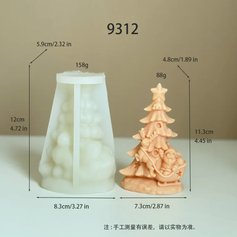 Christmas Tree with Santa Sleigh Silicone Mold for Candle Making