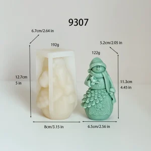 Snowwoman with Bird Silicone Mold for Candle Making
