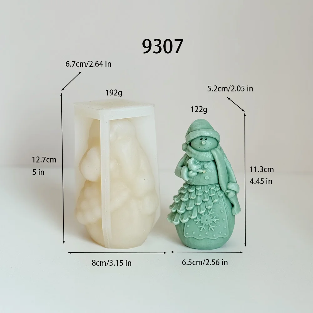 Snowwoman with Bird Silicone Mold for Candle Making