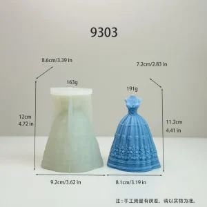 Wedding Dress Silicone Mold for Candle Making - 9303