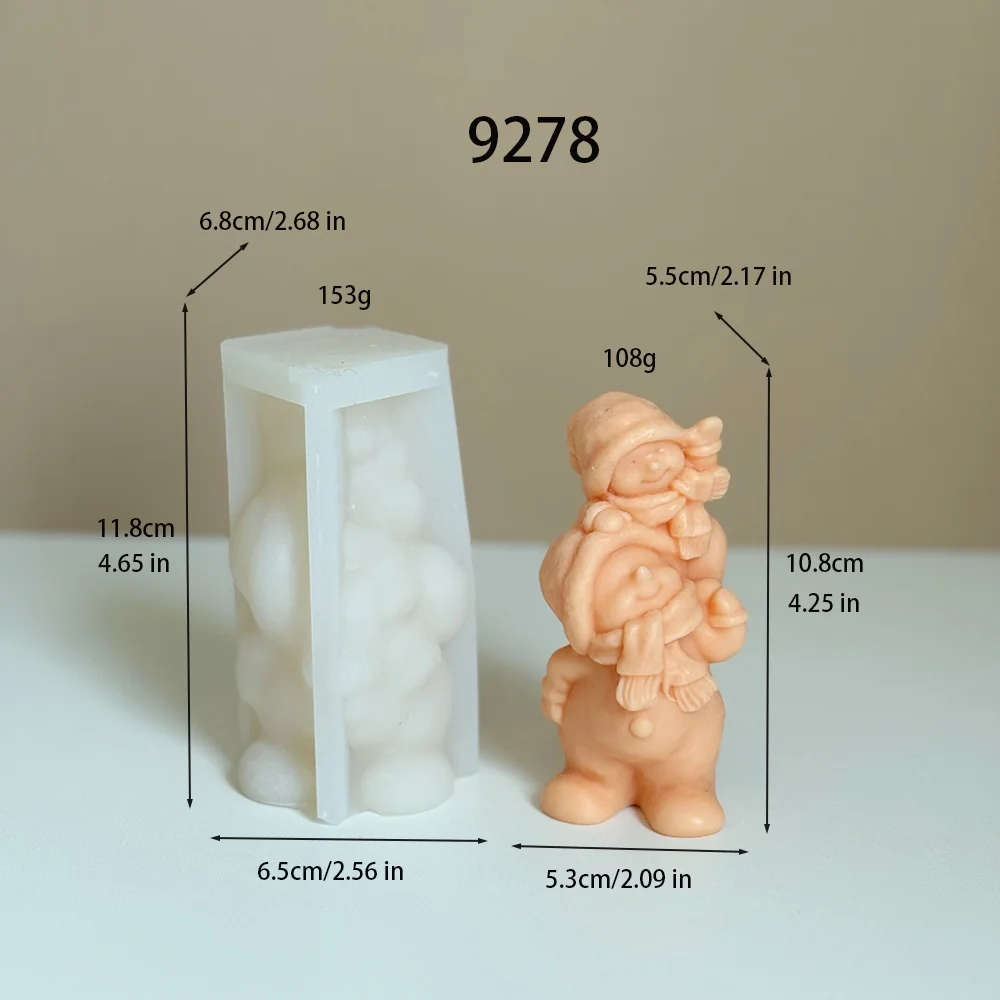 3D Snowman with Hat Silicone Candle Mold for DIY Candle Making, Soap, Resin 9278