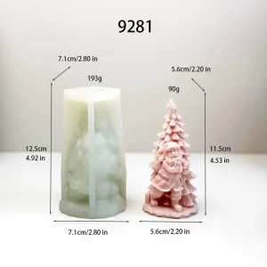 Pillar Christmas Tree Silicone Candle Mold Flexible Reusable Handmade 9281