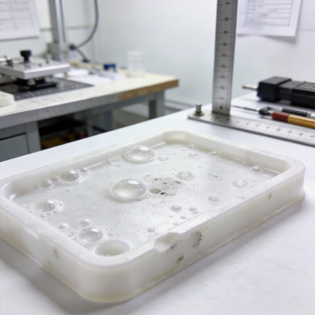 Silicone mold surface defects with visible bubbles and imperfections