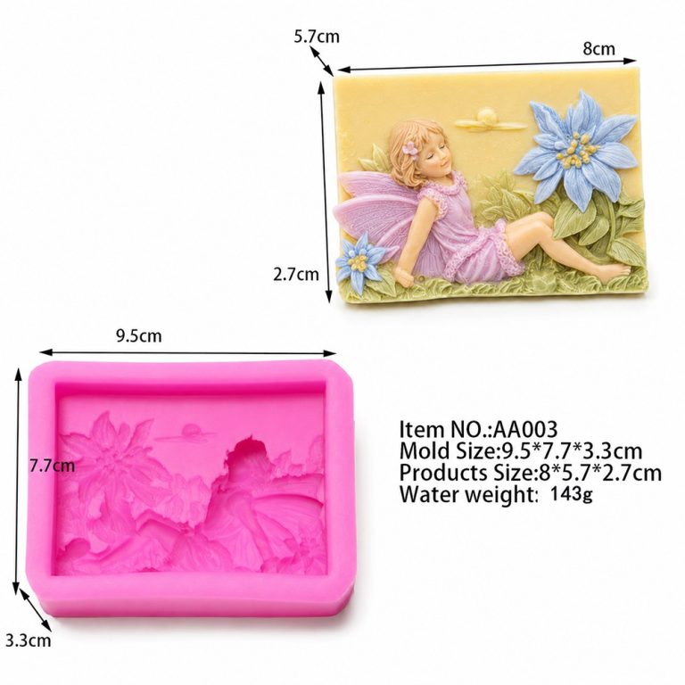 Fairy Girl Relief Silicone Mold - Decorative Plaque Candle Soap Plaster Mold (AA003) silicone mold