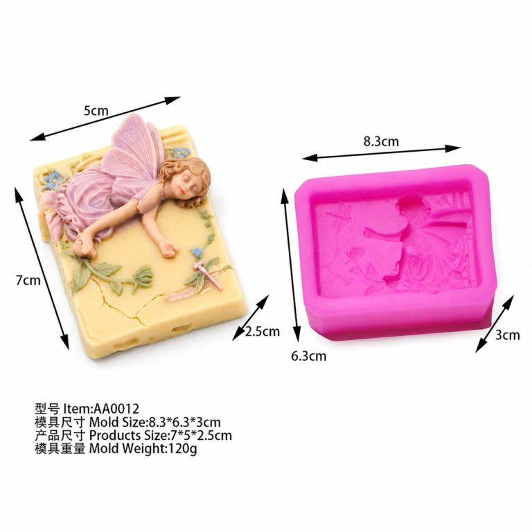 Sleeping Fairy Girl Relief Silicone Mold - Angel Plaque Candle Soap Plaster Mold (AA0012) silicone mold