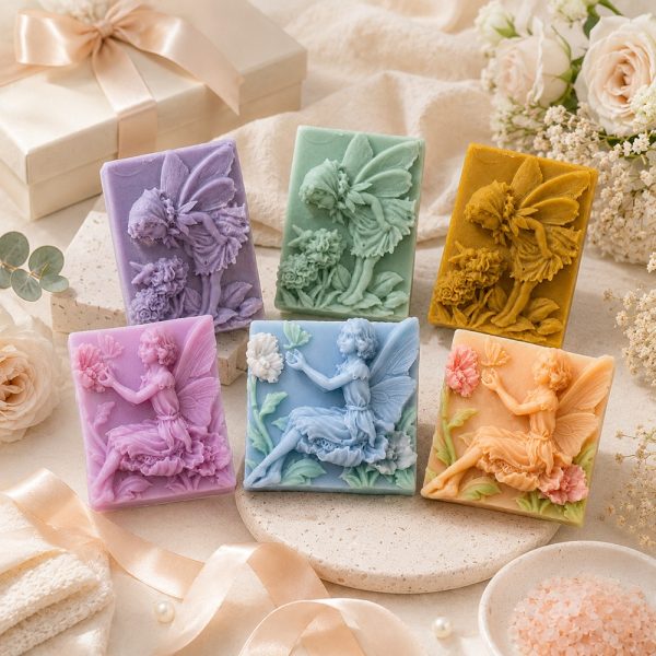 Detailed colorful fairy relief castings made with silicone molds