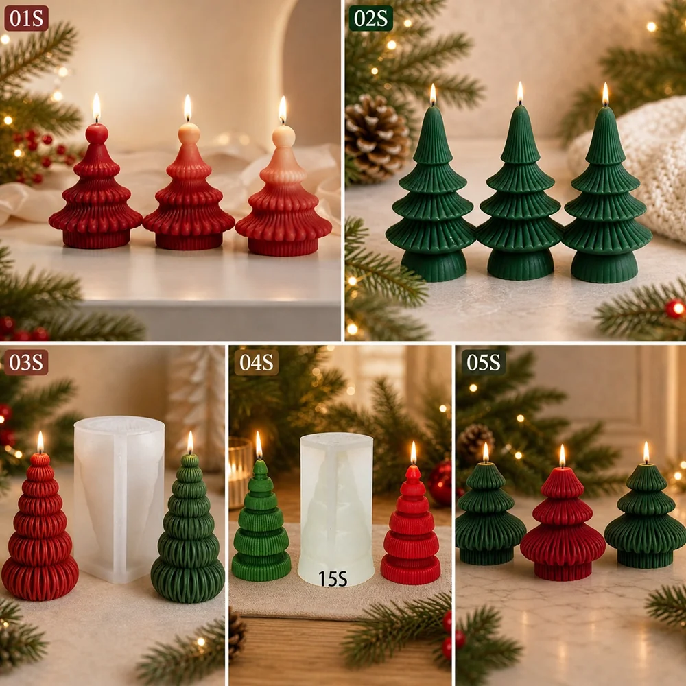 Christmas Tree Silicone Candle Mold 8603L silicone mold detail and cavity