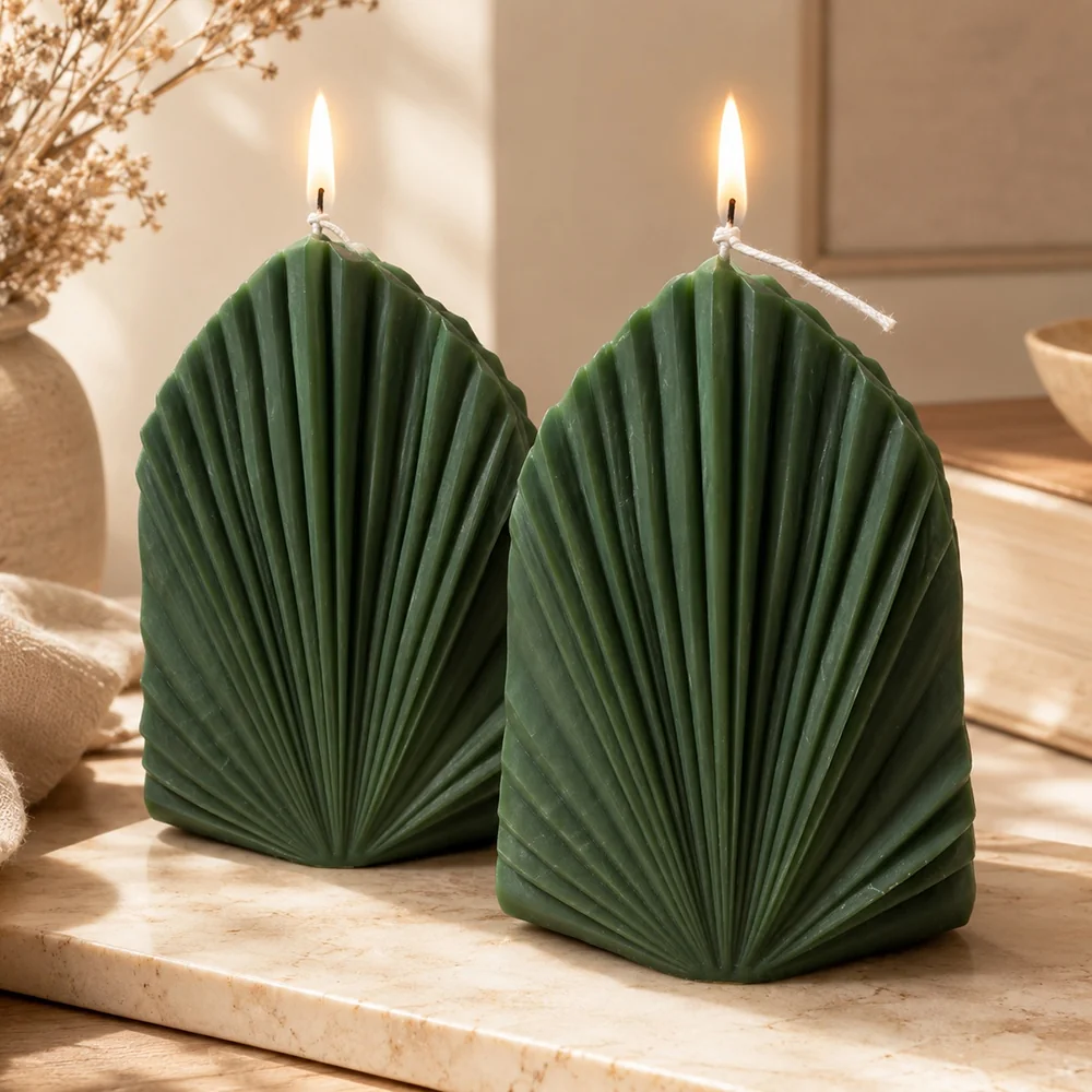 Pleated Leaf Silicone Candle Mold BK8046 silicone mold detail and cavity