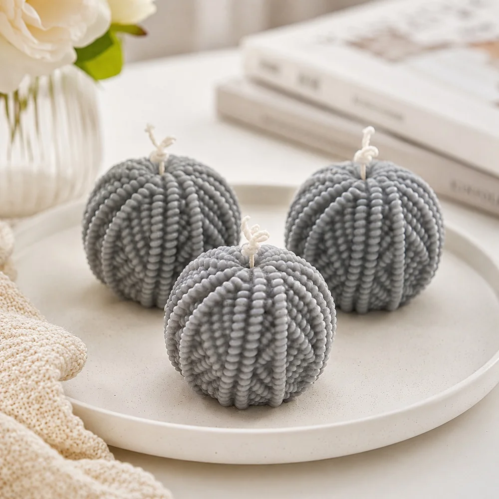 Textured Ball Silicone Candle Mold BK8044 silicone mold detail and cavity