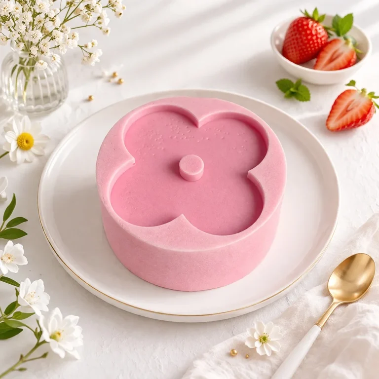 Four-Petal Flower Candle Silicone Mold 1683 silicone mold detail and cavity