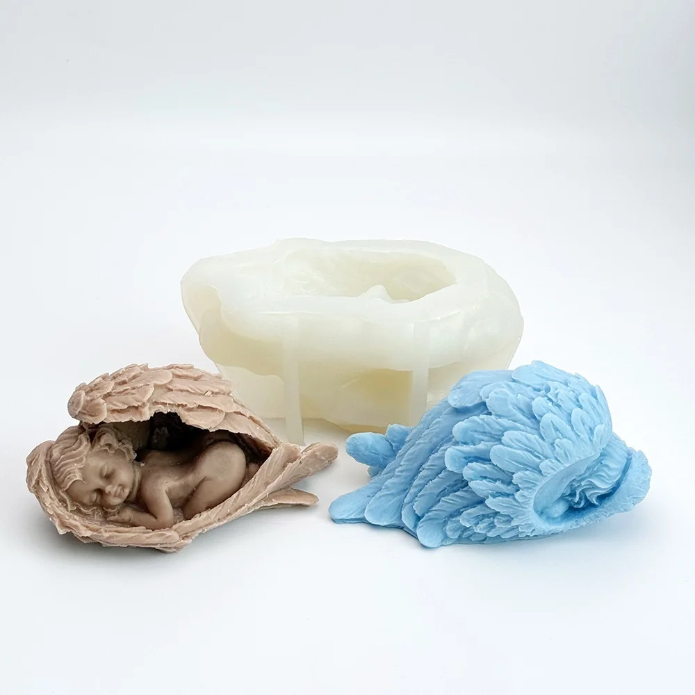 Sleeping Angel Silicone Candle Mold silicone mold detail and cavity