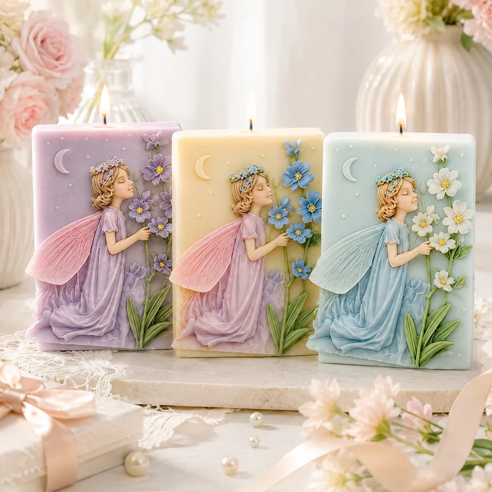 Flower Fairy Silicone Candle Mold AK003 finished casting from the silicone mold
