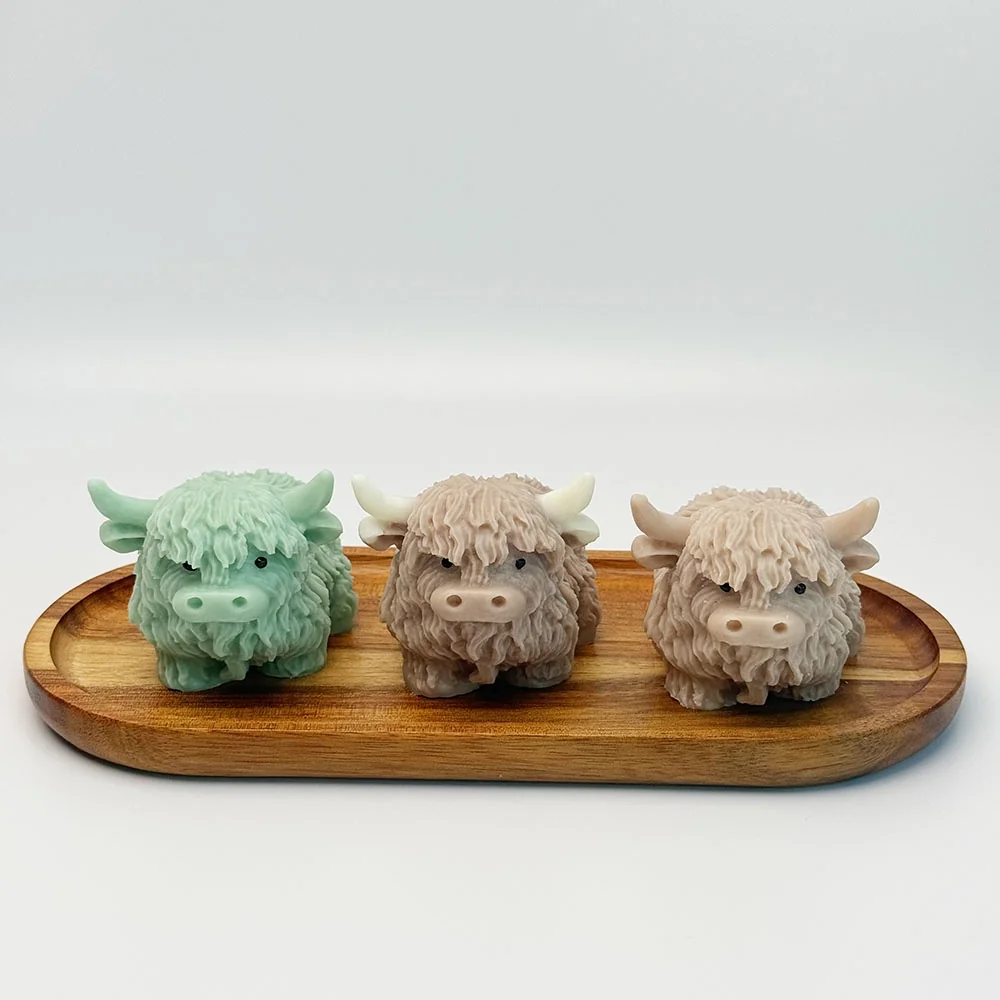 Highland Cow 3D Silicone Candle Mold finished casting from the silicone mold