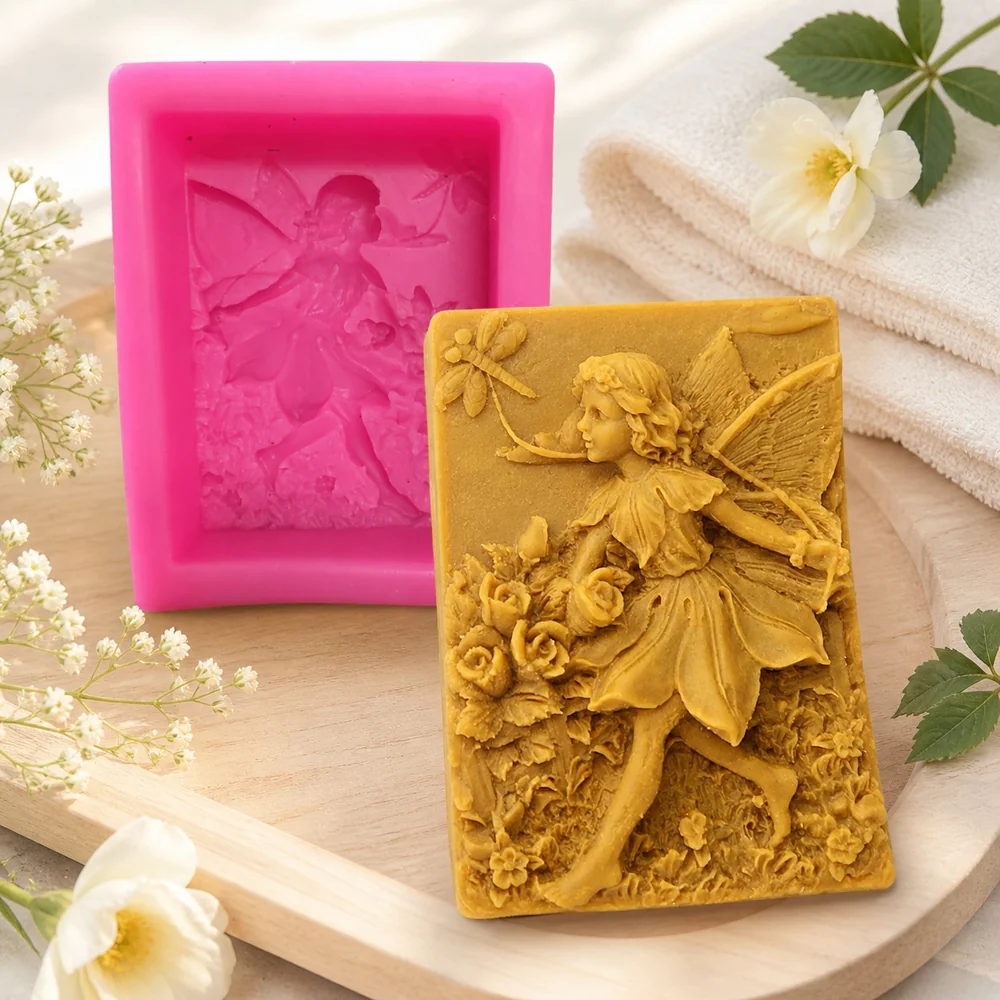 Silicone Candle Mold with Fairy Design AC005 finished casting from the silicone mold