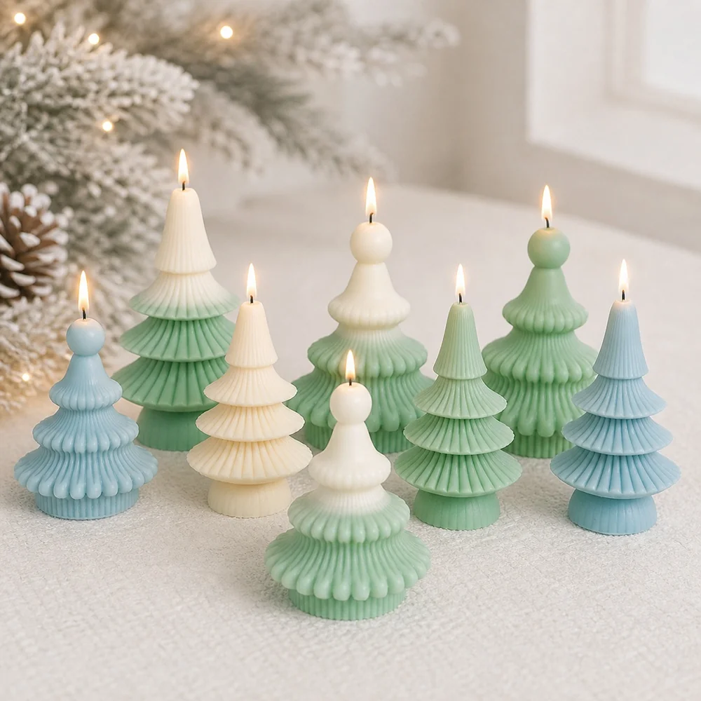 Christmas Tree Silicone Candle Mold 8603L mold in production at BK Silicone workshop