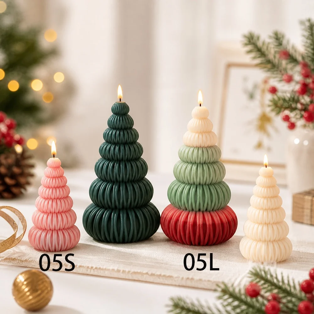 Christmas Tree Silicone Candle Mold 8605L mold in production at BK Silicone workshop