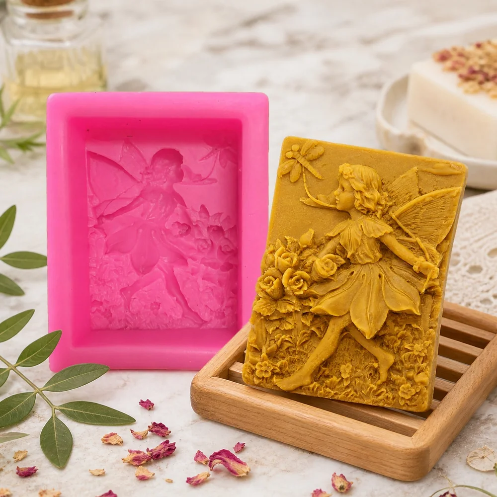 Silicone Candle Mold with Fairy Design AC005 mold in production at BK Silicone workshop