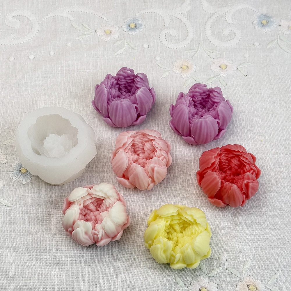 1700 - 牡丹花蜡烛硅胶模具