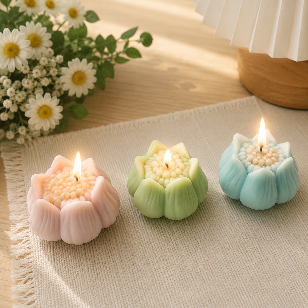 1461 - 莲花蜡烛硅胶模具 层叠花瓣