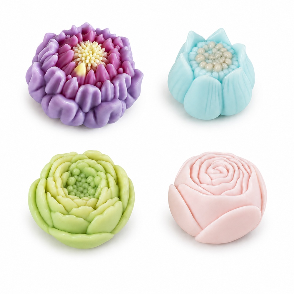 1752 - 菊花层叠花瓣蜡烛硅胶模具