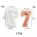 1718 Number 7 Candle Silicone Mold with Floral Relief Pattern