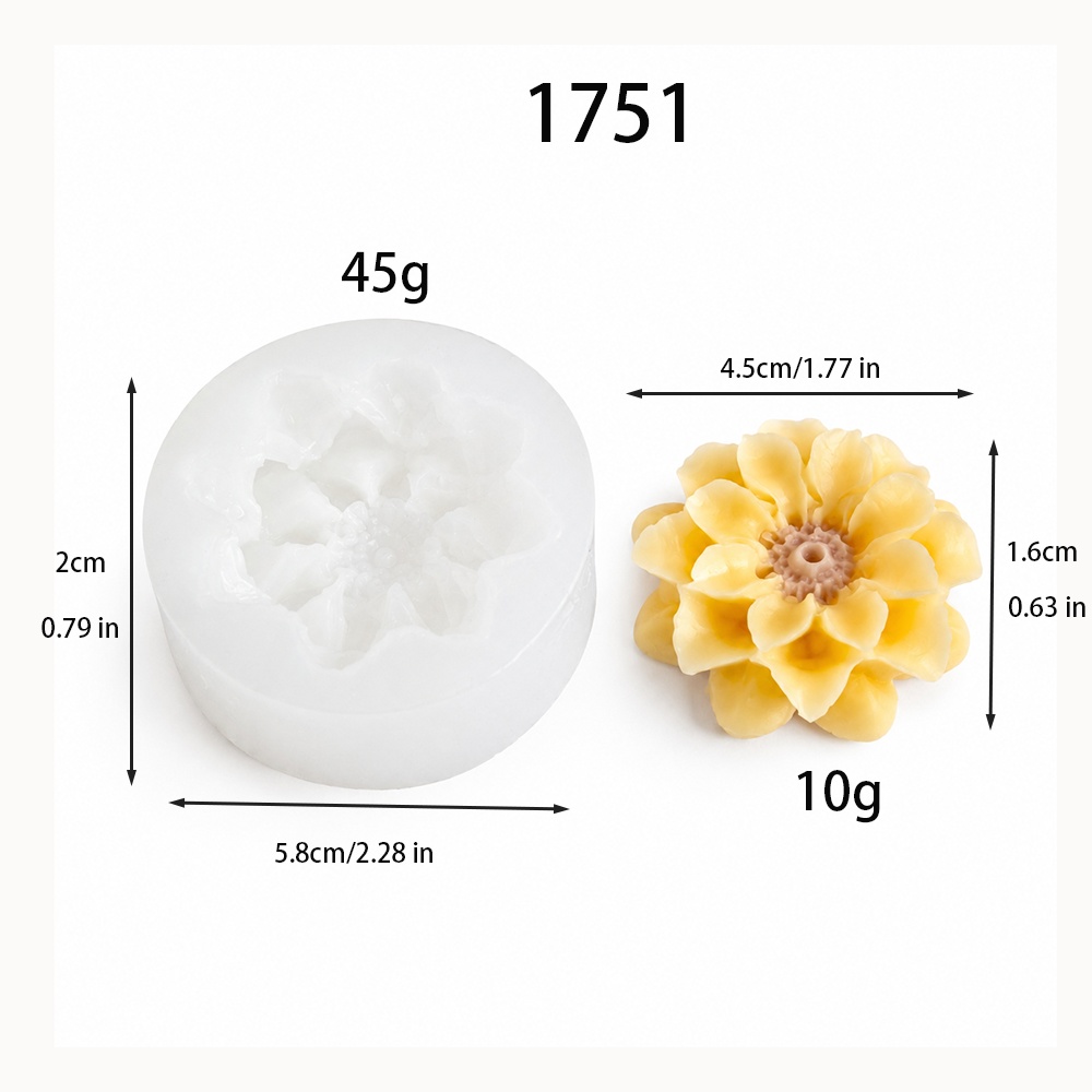 1751 - 圆形层叠花朵蜡烛硅胶模具