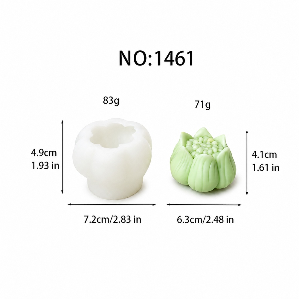 1461 - 莲花蜡烛硅胶模具 层叠花瓣