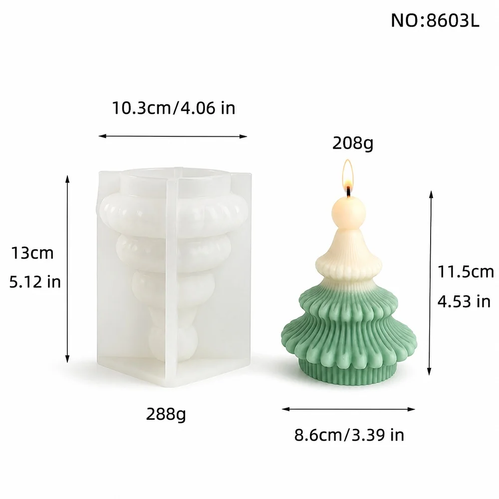 Christmas Tree Silicone Candle Mold 8603L silicone mold, 8.6×11.5cm finished size