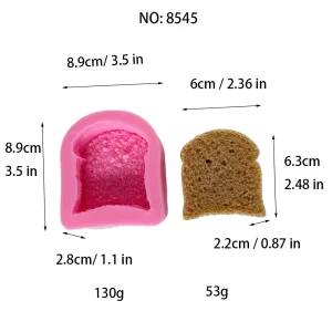 Multi-cavity bitten toast slice silicone mold for wax soap and resin casting