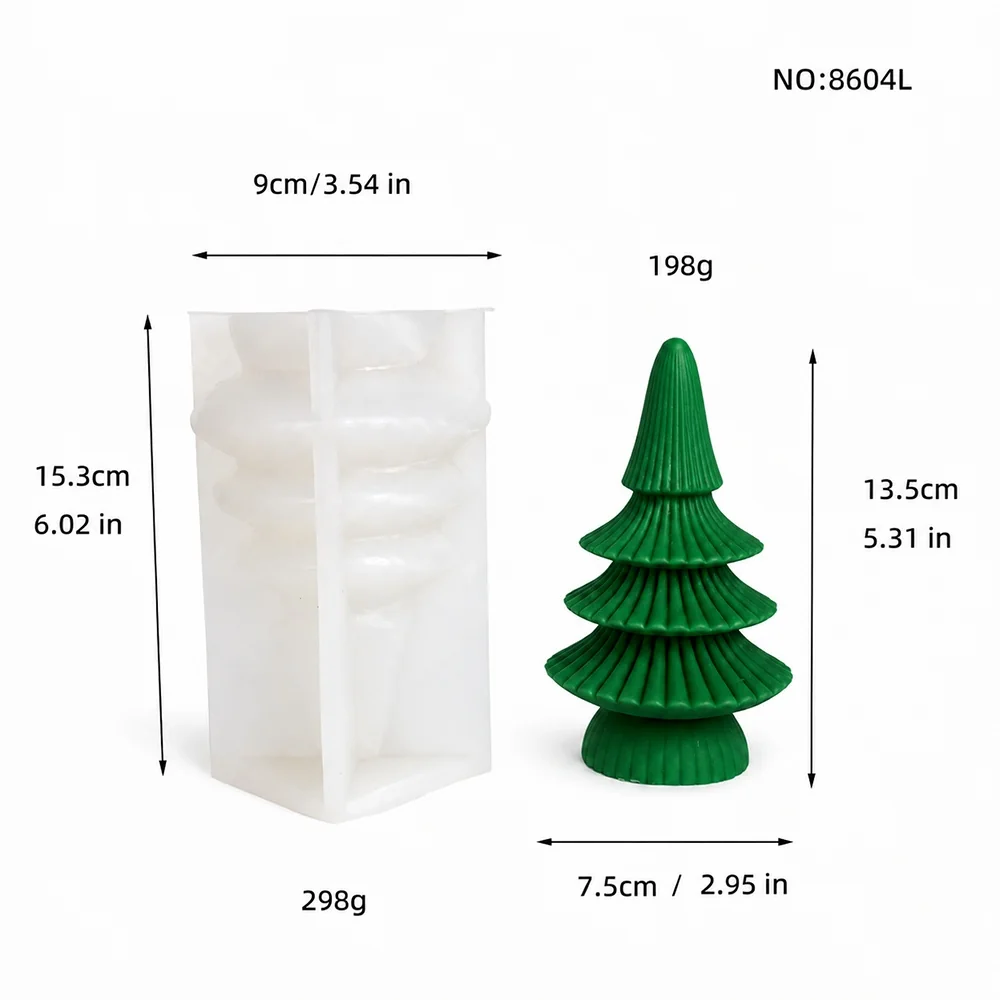 Christmas Tree Silicone Candle Mold 8604L silicone mold, 7.5×13.5cm finished size