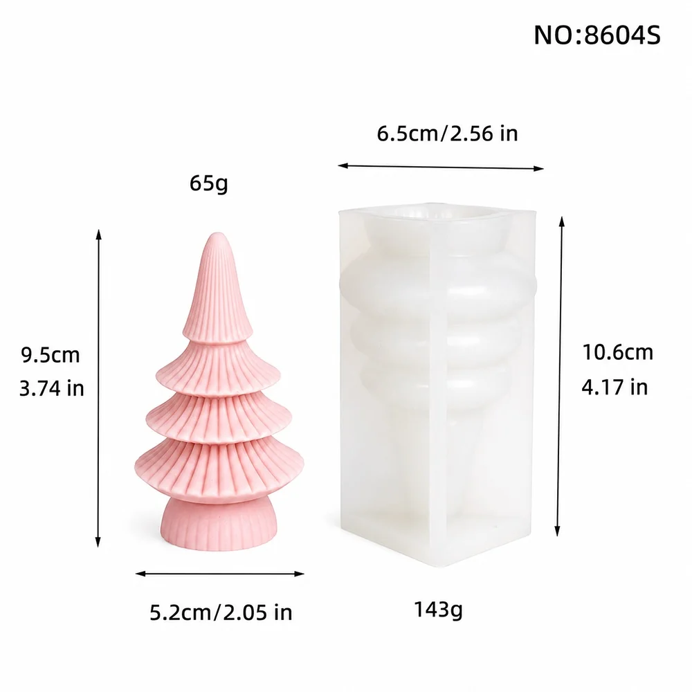 Christmas Tree Silicone Candle Mold 8604S silicone mold, 5.2×9.5cm finished size